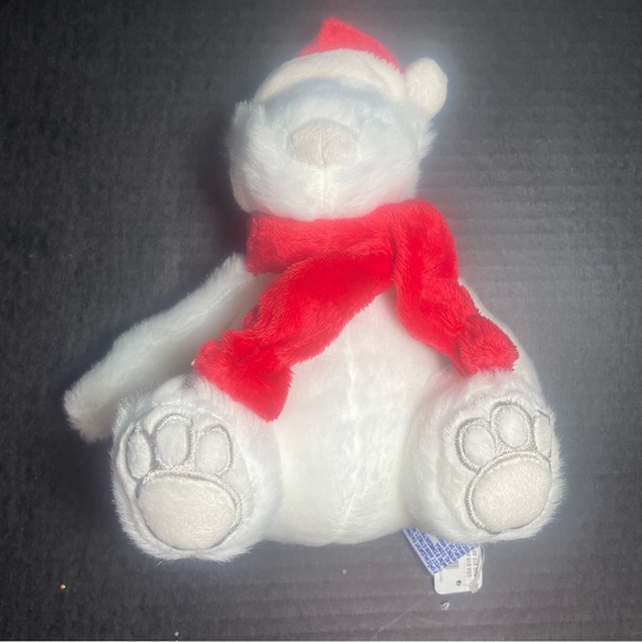 BNWT Bath and Body Works white plush polar bear with Santa hat and red scarf - Picture 7 of 12